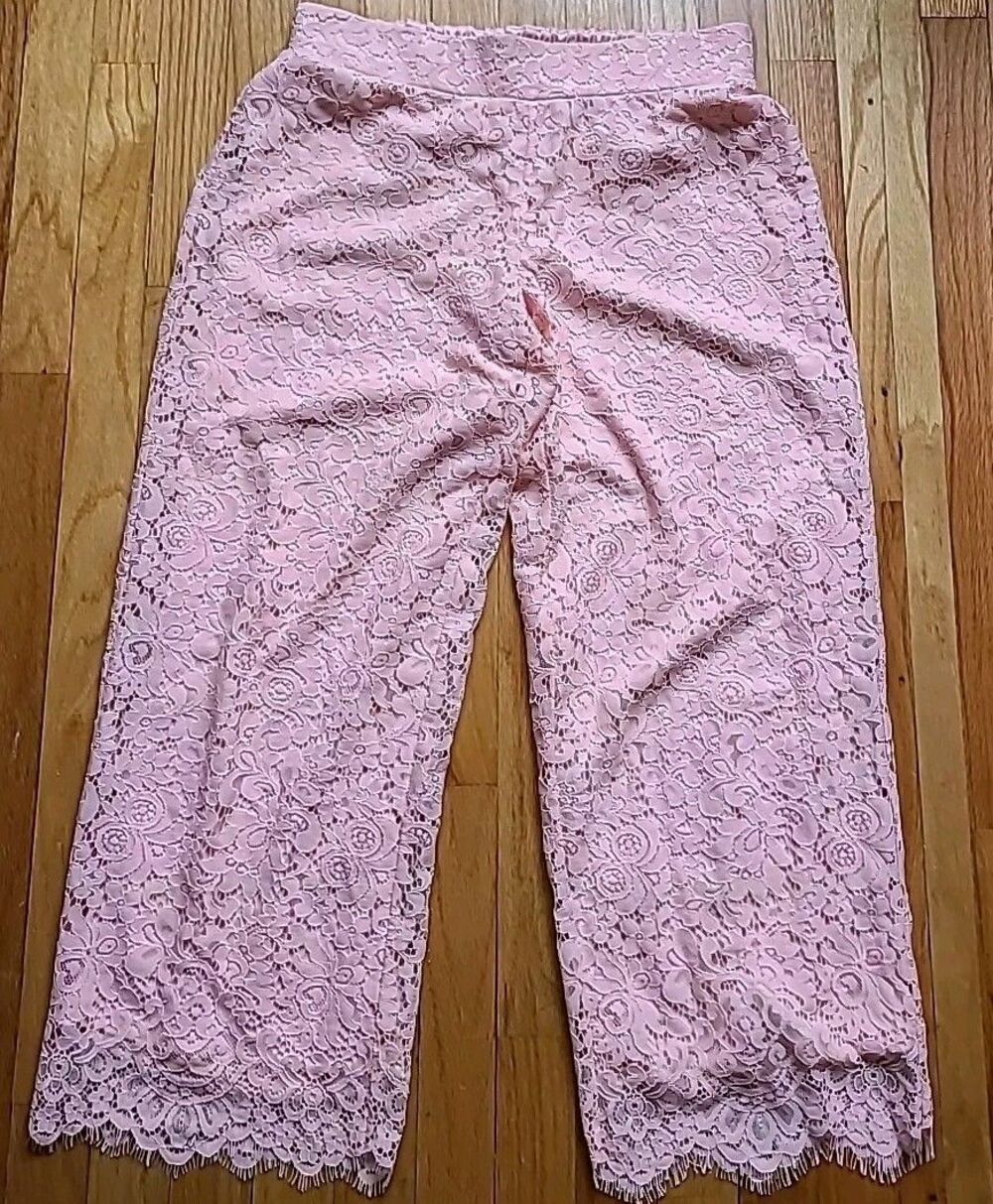 Isaac Mizrahi Live! Wide Leg* Lace Pants*SMALL PETITE*Satin Pink (LINED)